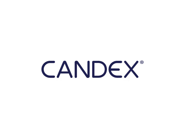 CANDEX wordmark logo in navy blue on a transparent background.