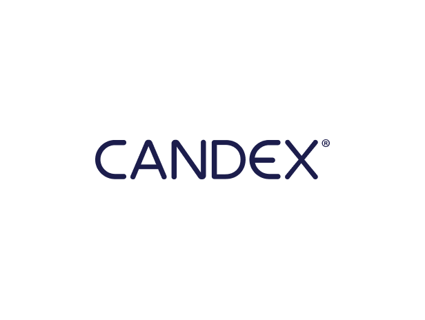 CANDEX wordmark logo in navy blue on a transparent background.