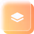 White layered stack icon on a rounded square background with orange gradient.