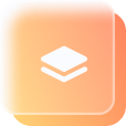 White layered stack icon on a rounded square background with orange gradient.