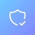 White shield outline with a checkmark on blue to purple gradient background symbolizing security.