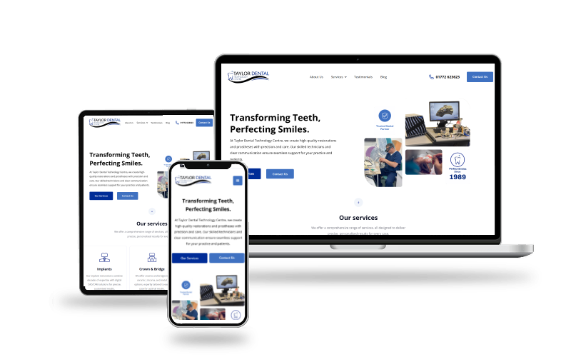 Taylor Dental Technology website by Web Muse Design