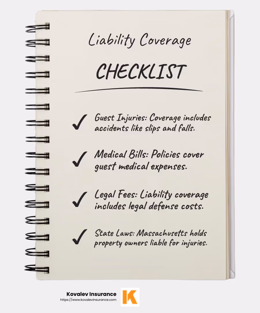 Liability Coverage - renters insurance for short-term leases infographic checklist-notebook