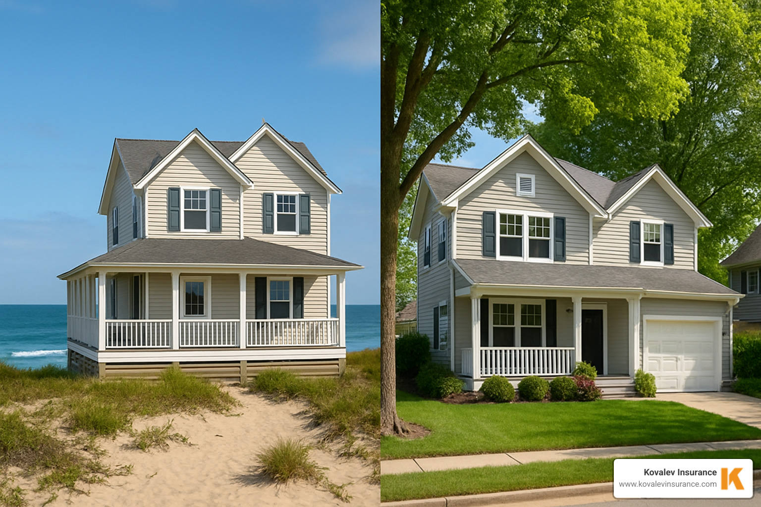 Coastal home vs. inland suburban home - average cost of homeowners insurance massachusetts