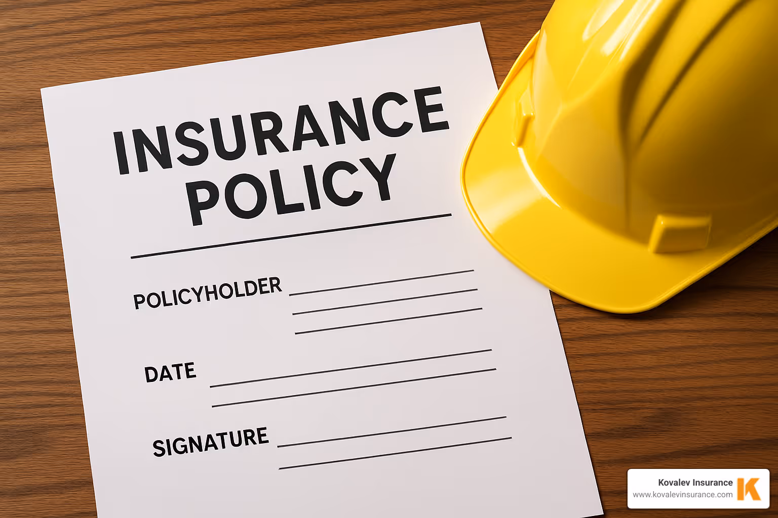 insurance policy document with hard hat - demolition contractor insurance