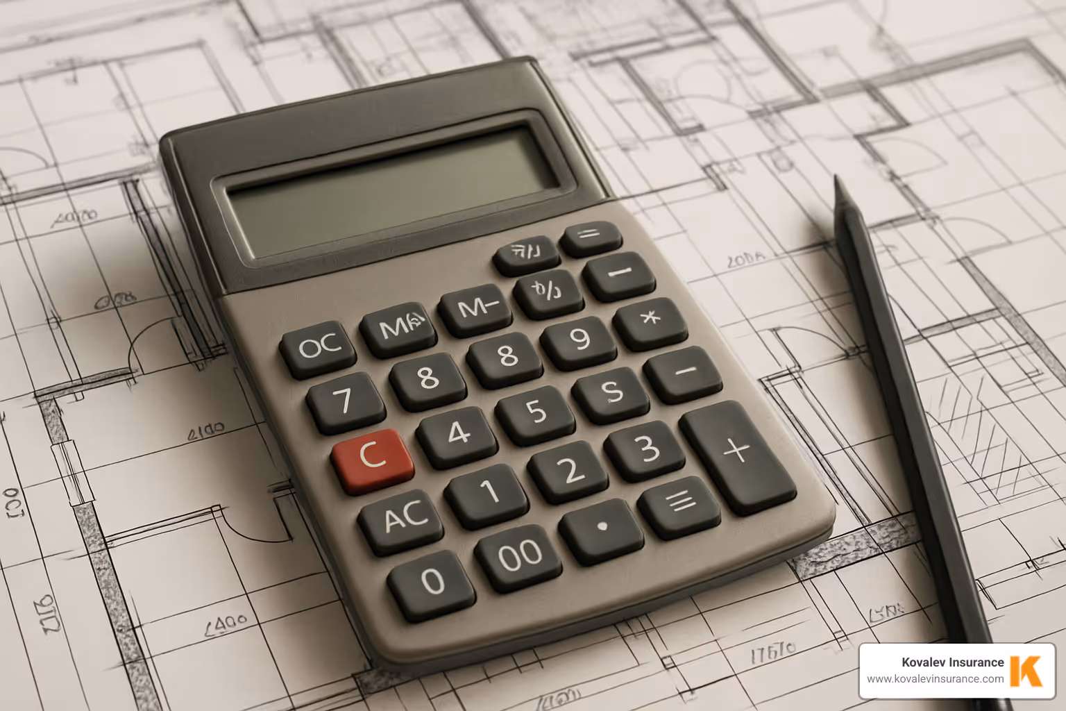calculator and blueprints - demolition contractor insurance