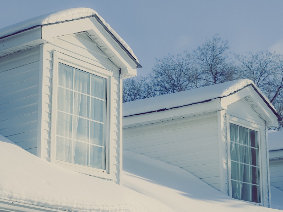 winter scene with a house, highlighting potential risks like snow on the roof - home owner insurances