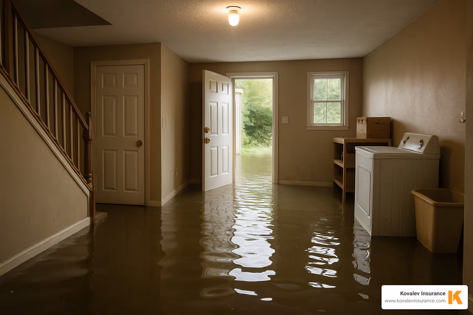 flooded basement in a suburban home - home owner insurances