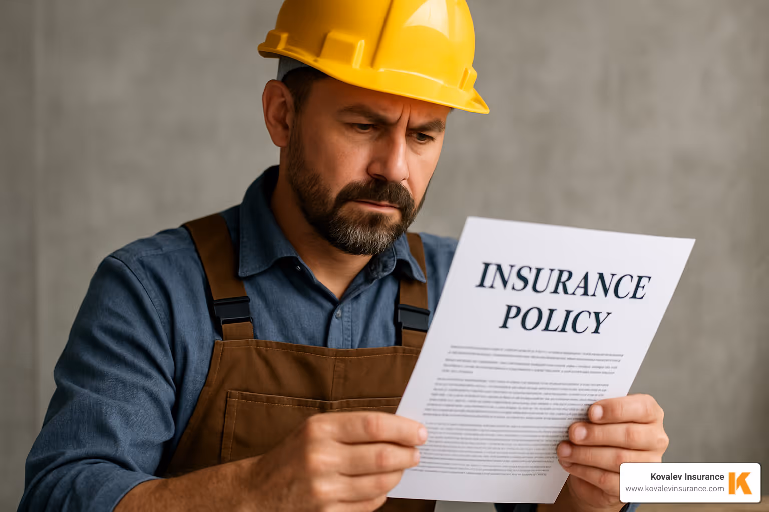 contractor reviewing an insurance policy document - fence installer insurance