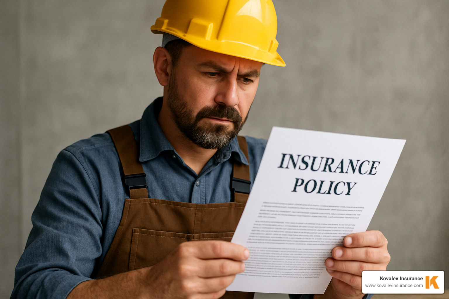 contractor reviewing an insurance policy document - fence installer insurance