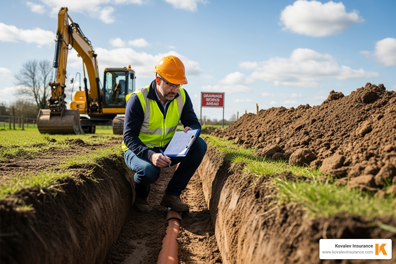 Certificate of Insurance document - drainage contractors insurance