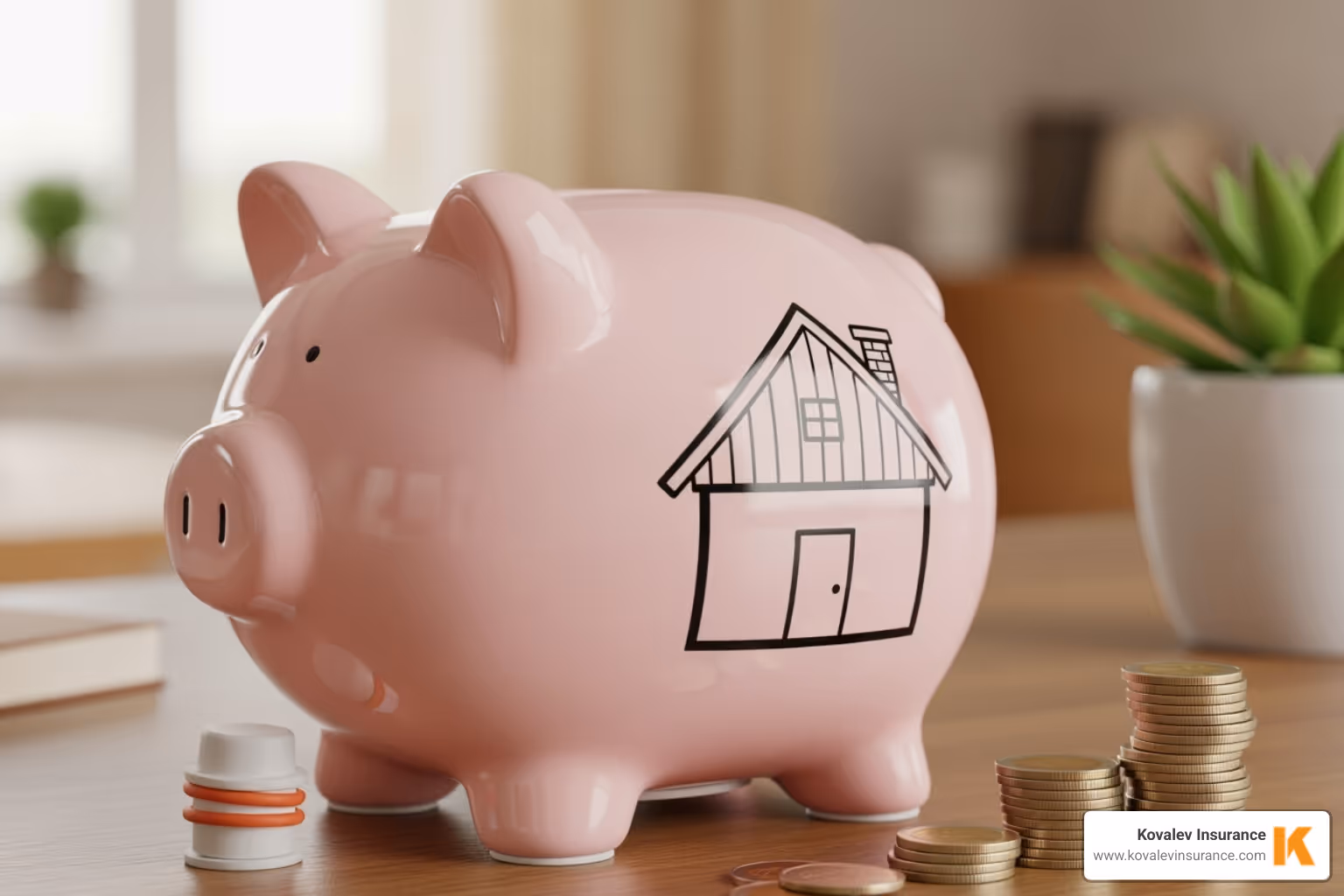a piggy bank with a house icon on it - nantucket homeowners insurance