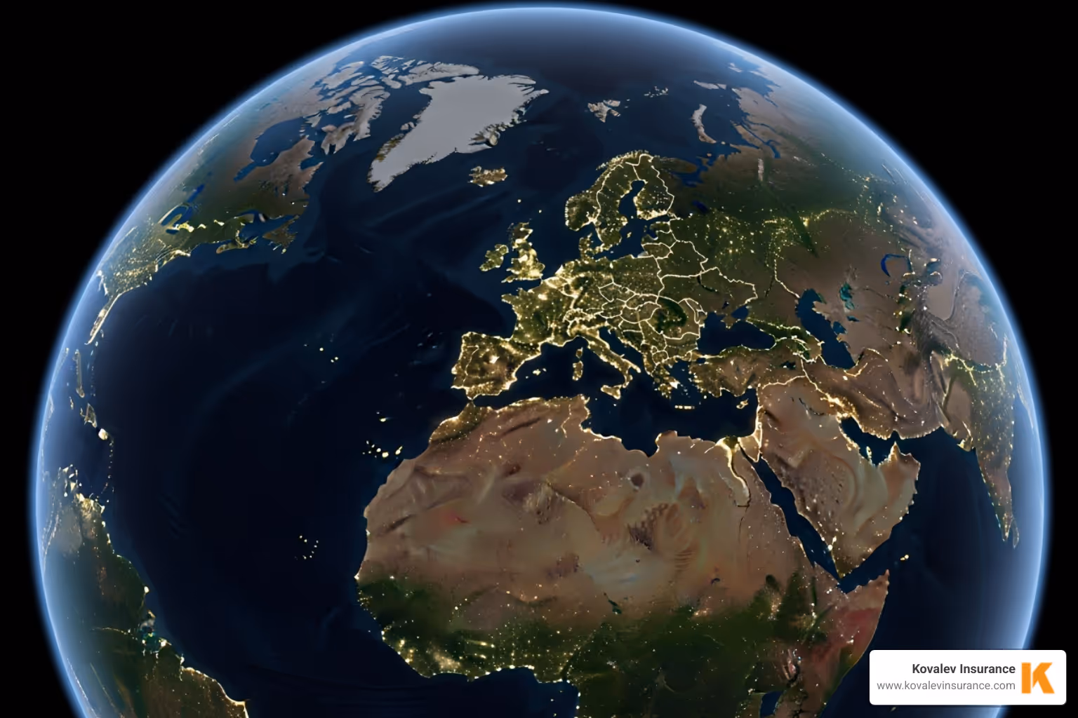 A globe with highlighted regions to represent OCONUS work - insurance for federal contractors
