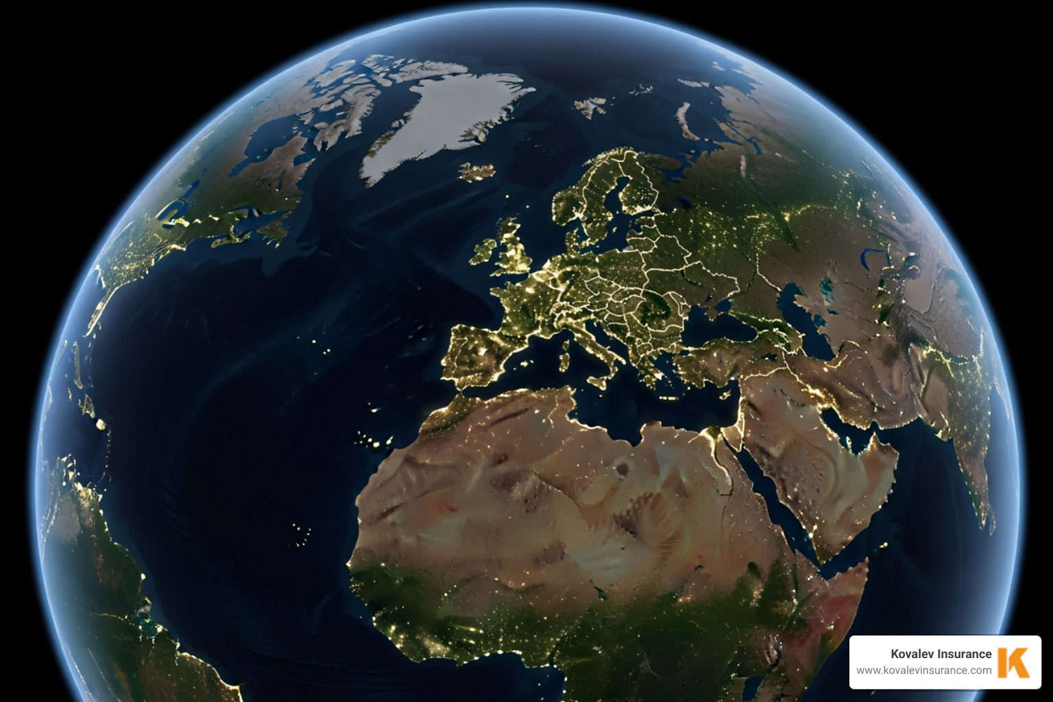 A globe with highlighted regions to represent OCONUS work - insurance for federal contractors