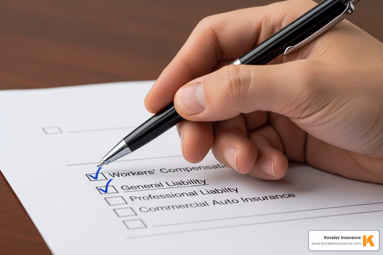 A checklist with insurance policy types - insurance for federal contractors