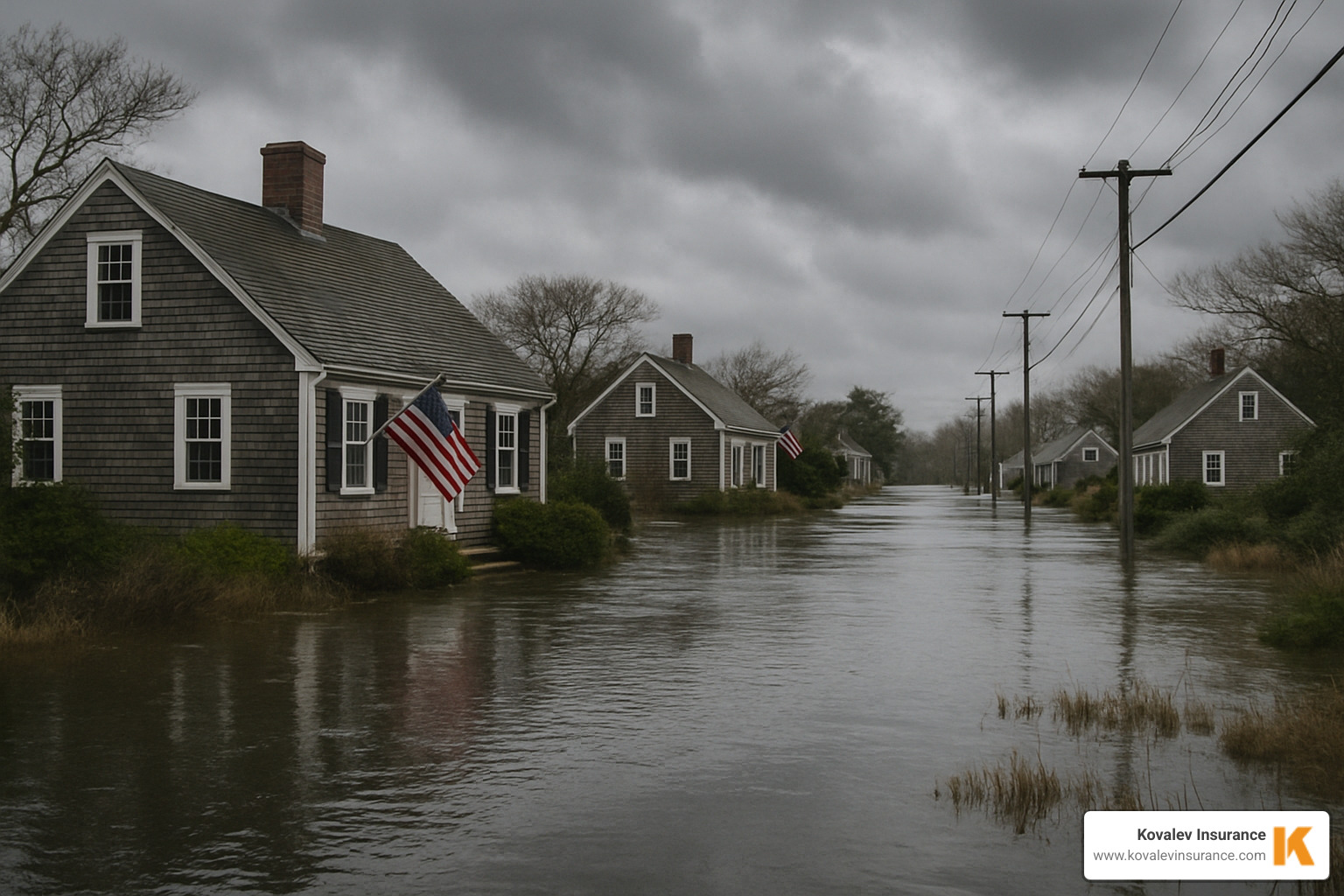 flooded cape cod neighborhood after storm - homeowners insurance cape cod ma