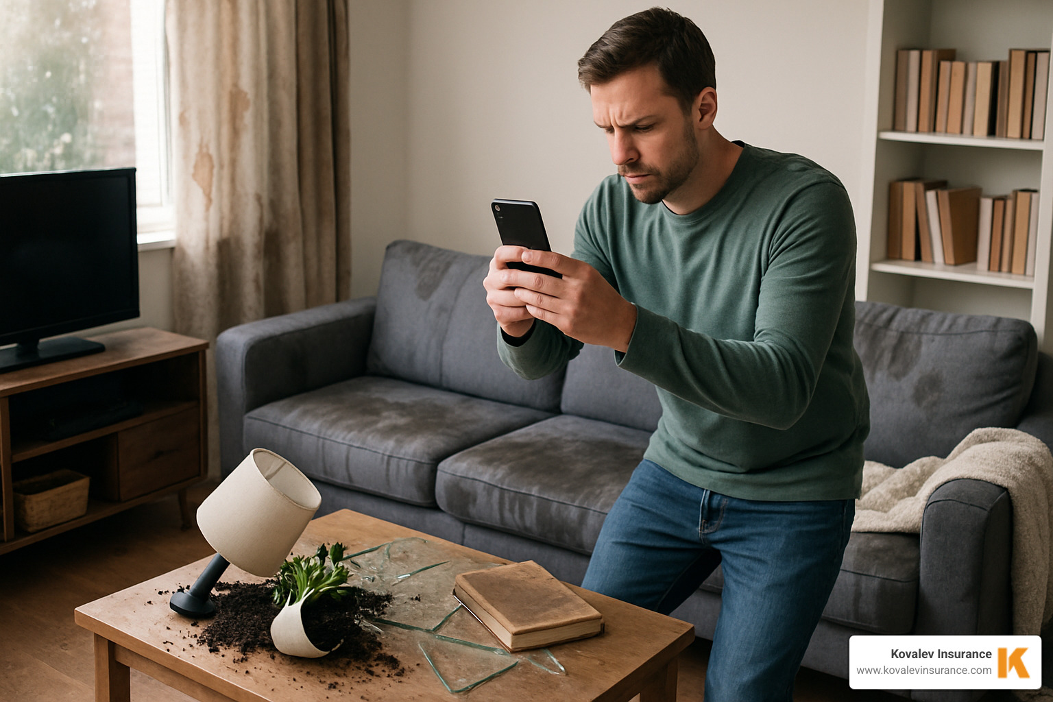 homeowner photographing damage - contents insurance