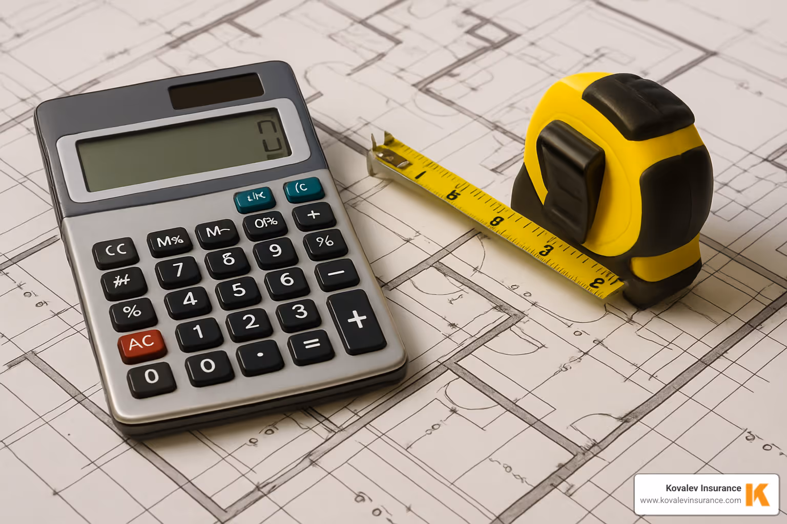 calculator and tape measure on a blueprint - gutter installer insurance calculator and tape measure on a blueprint - gutter installer insurance