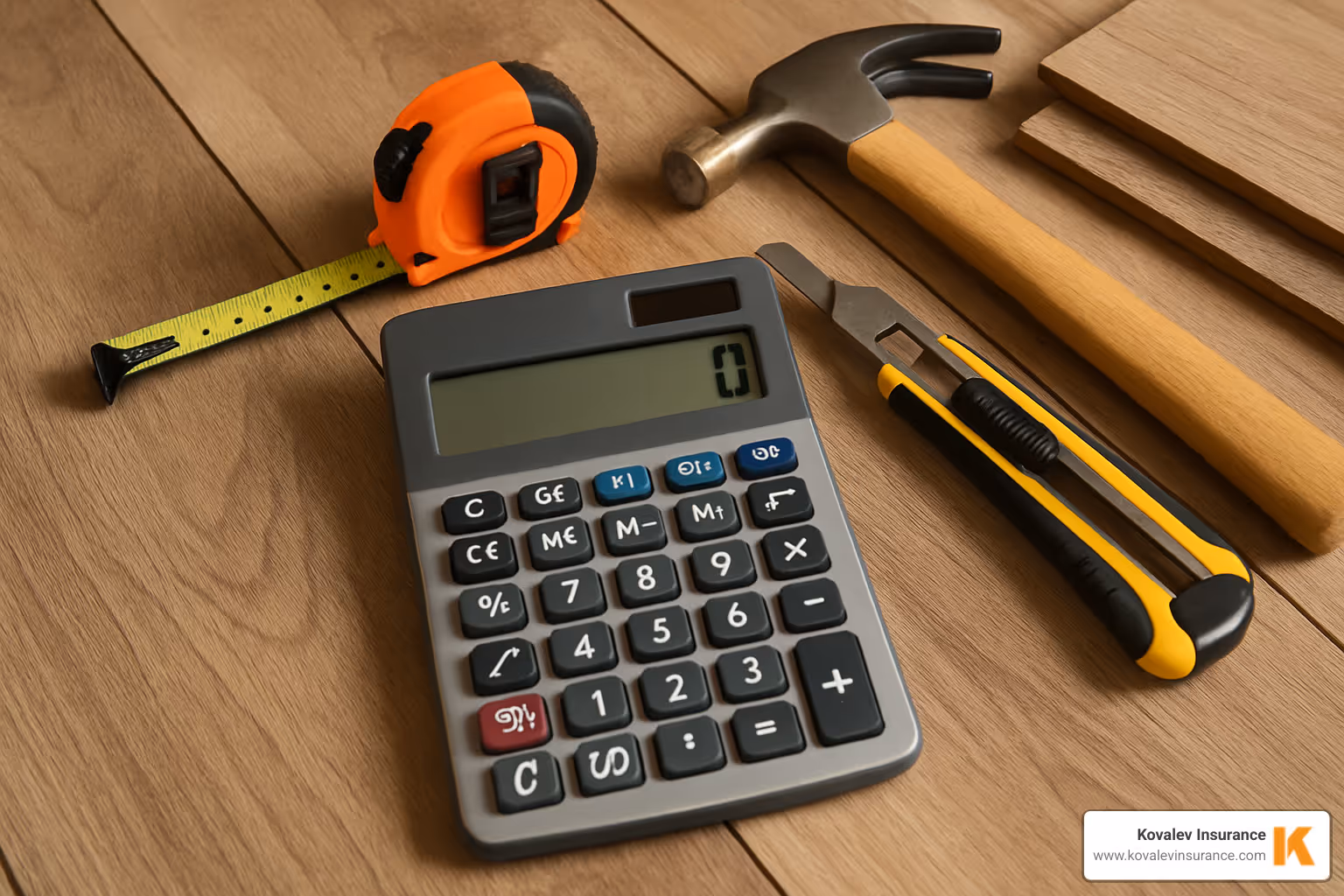 calculator with flooring tools in the background - flooring installer insurance calculator with flooring tools in the background - flooring installer insurance