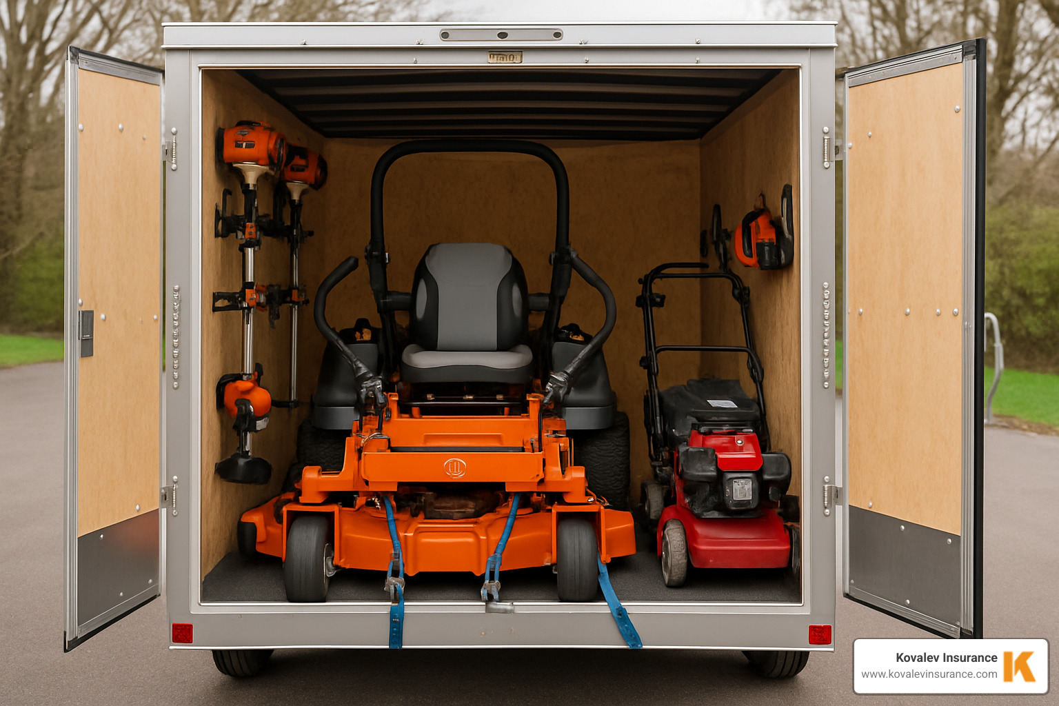 professional lawn mowers and equipment secured in trailer - best insurance for lawn care business professional lawn mowers and equipment secured in trailer - best insurance for lawn care business