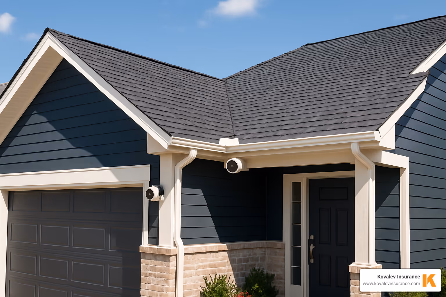 home with security camera and new roof showing discount opportunities - homeowners insurance calculator massachusetts