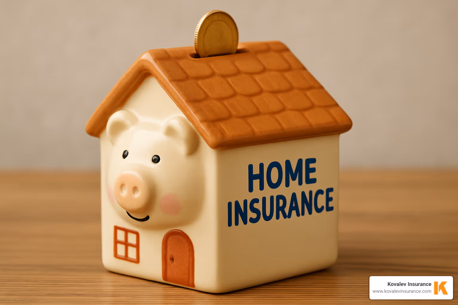 A ceramic piggy bank shaped like a house with a small coin slot on its roof, symbolizing savings on home insurance - homeowners insurance worcester ma