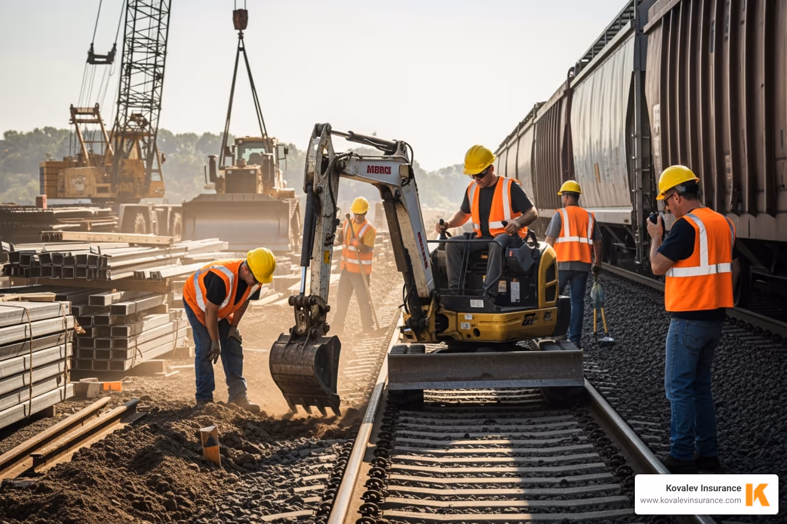 contractors working on railroad tracks