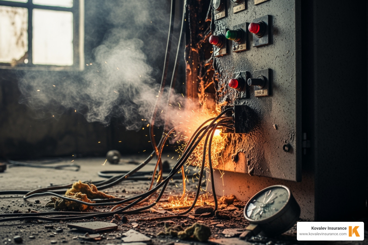 machinery on fire in plant