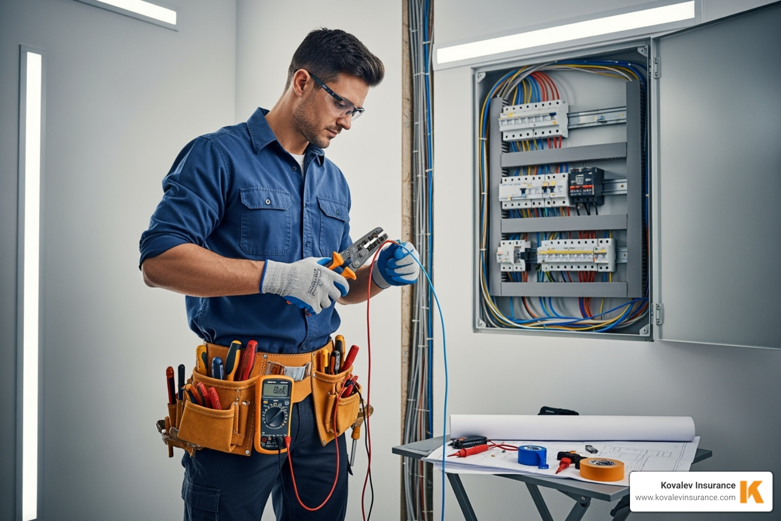 electrician working at a panel