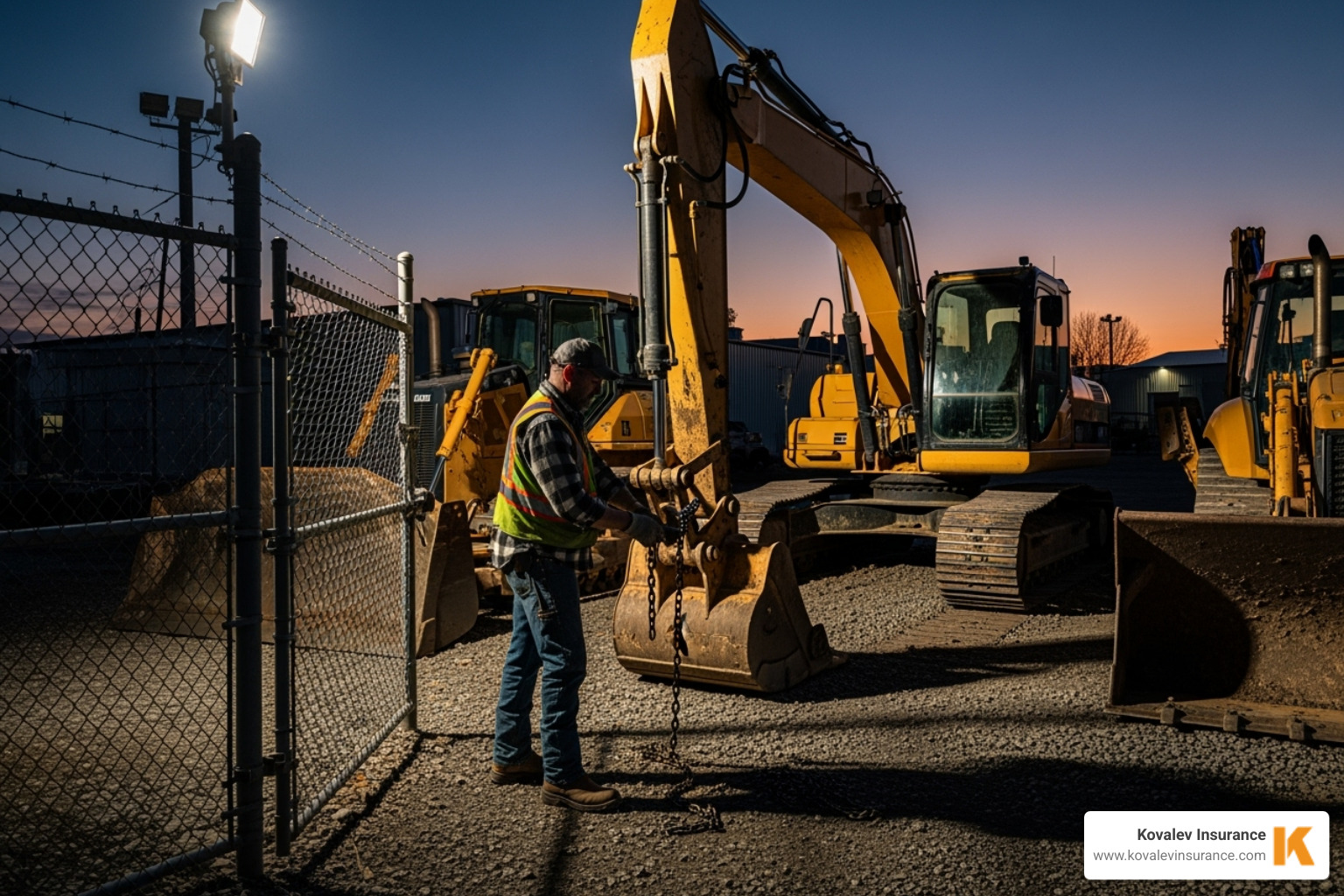 contractor securing equipment in a locked yard - contractors equipment insurance cost contractor securing equipment in a locked yard - contractors equipment insurance cost