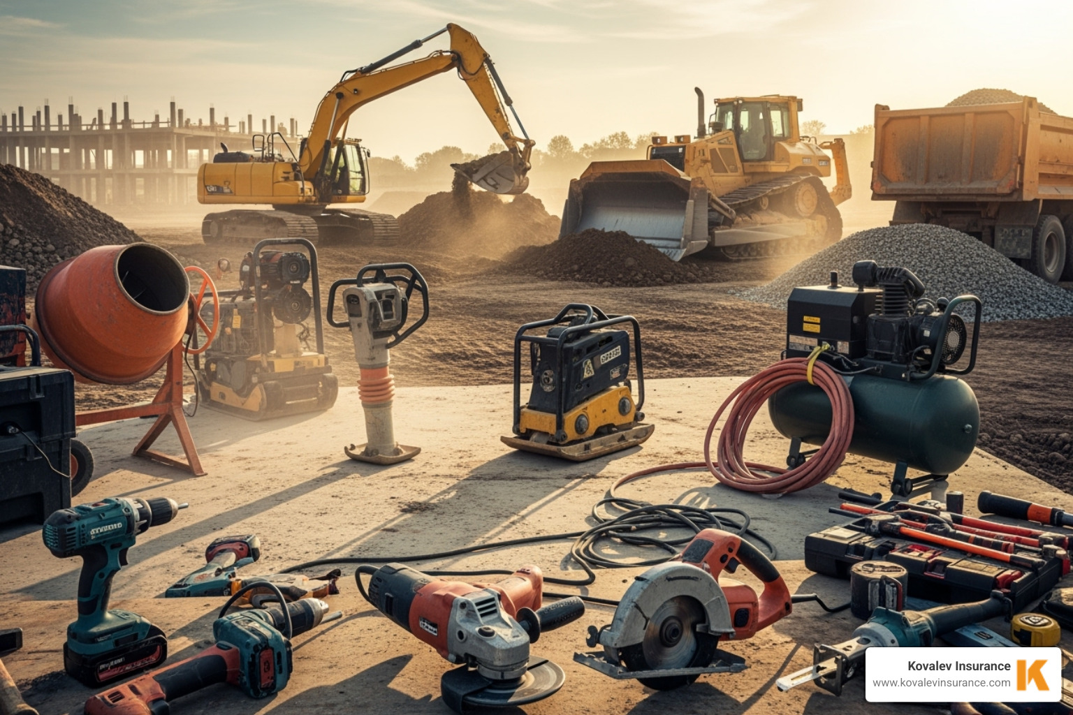 various types of contractor equipment, from small power tools to a large excavator - contractors equipment insurance cost various types of contractor equipment, from small power tools to a large excavator - contractors equipment insurance cost