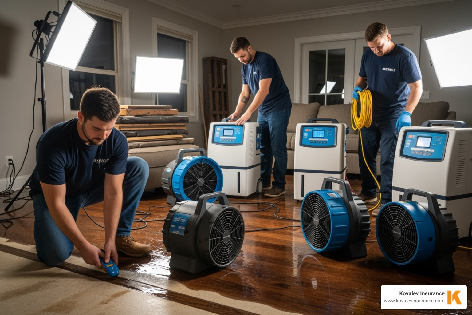 a restoration team using professional drying equipment in a home - insurance restoration companies a restoration team using professional drying equipment in a home - insurance restoration companies