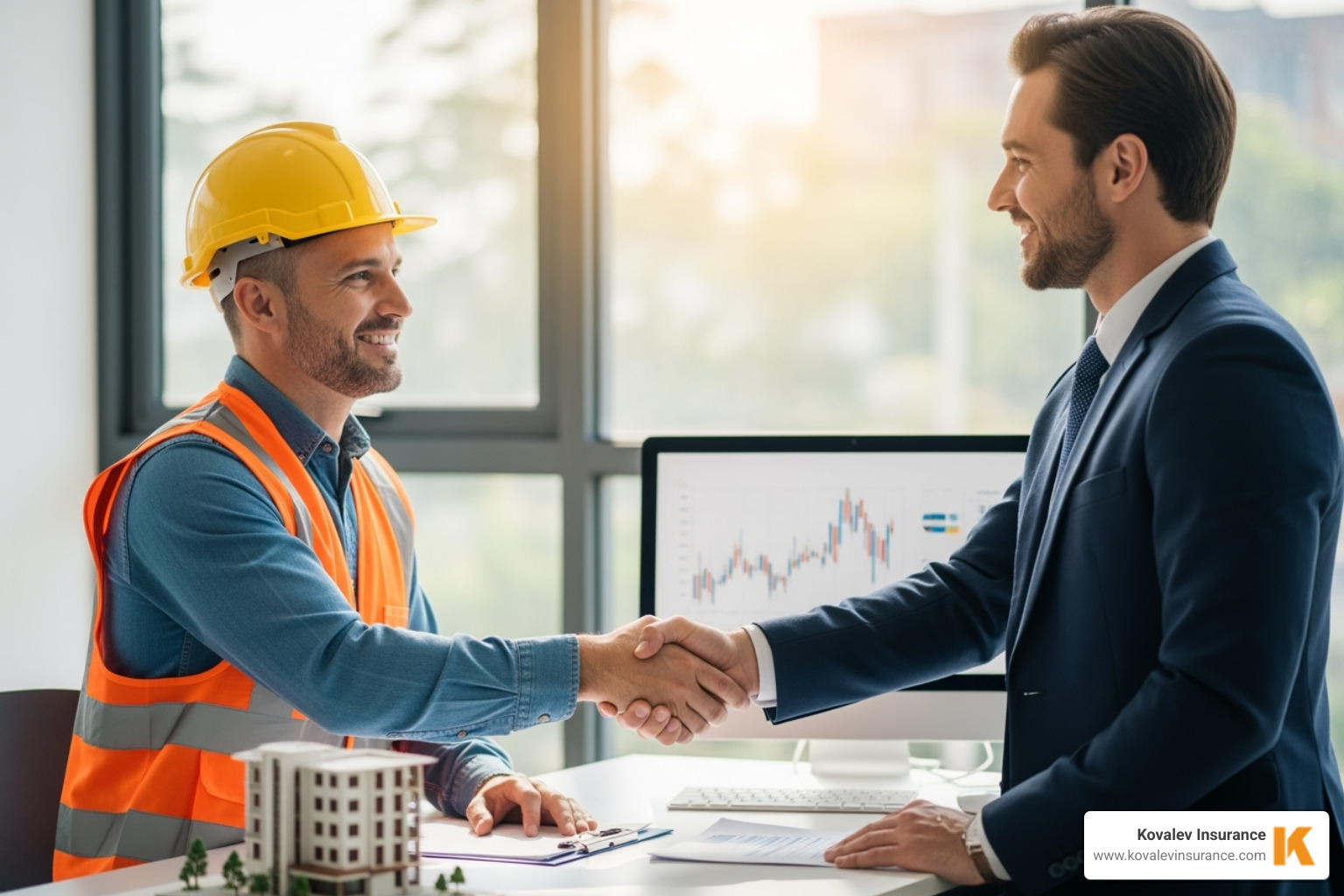 contractor meeting with insurance agent - preferred contractor insurance companies concept