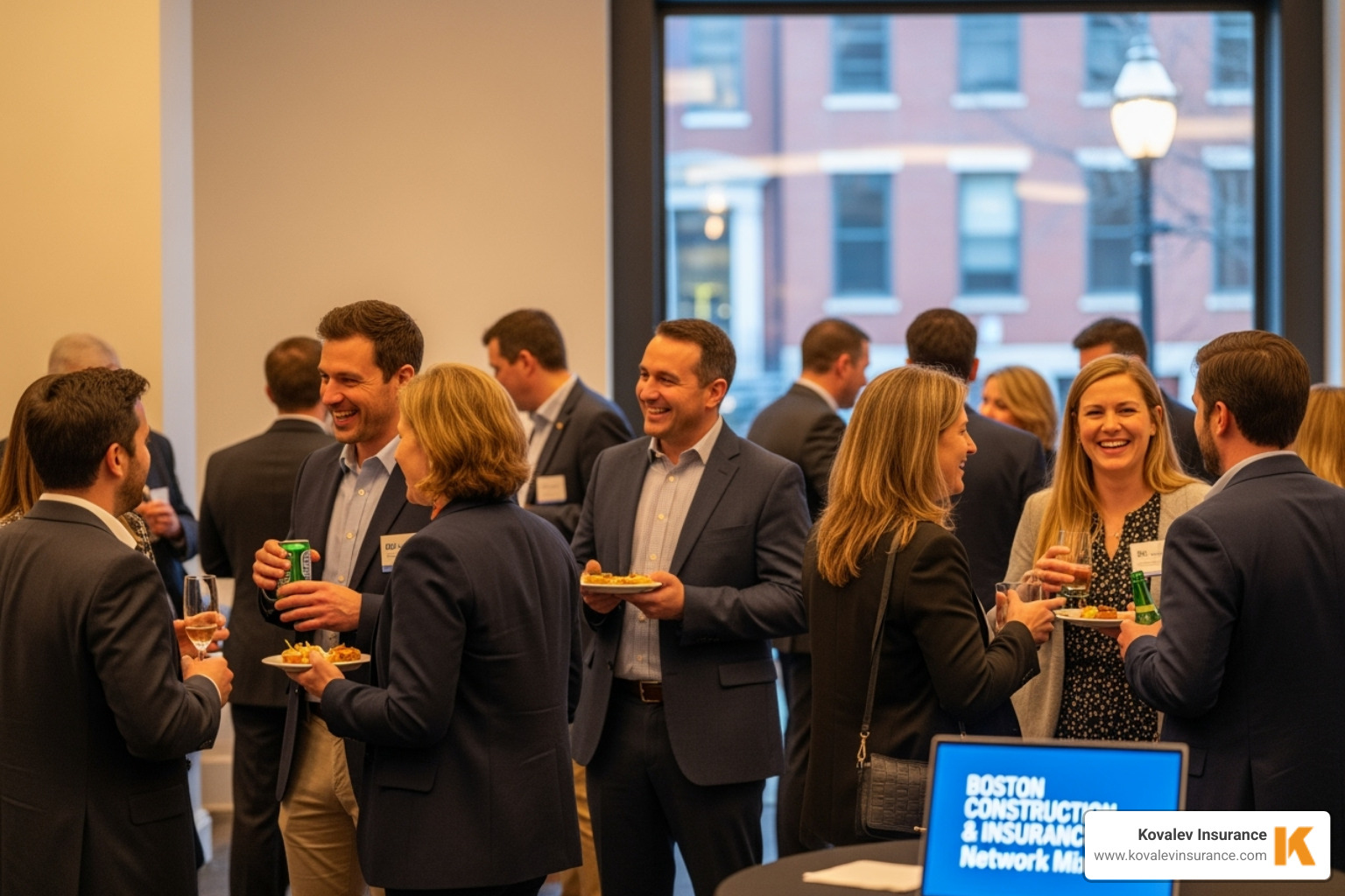 contractor networking at a local Boston industry event - how to become a preferred contractor for insurance companies