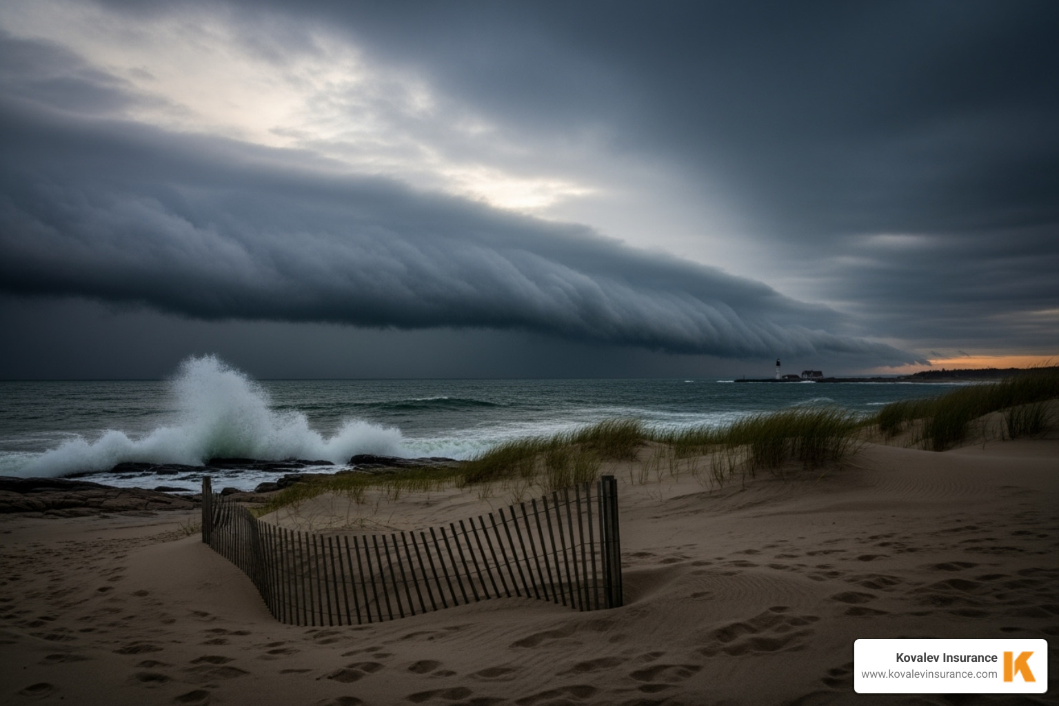 coastal Massachusetts scene with a storm approaching - condominium insurance massachusetts