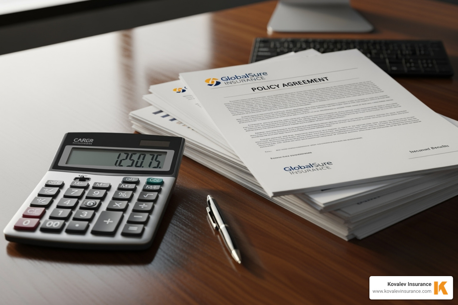 calculator and insurance documents on a desk - condo master insurance cost in massachusetts calculator and insurance documents on a desk - condo master insurance cost in massachusetts