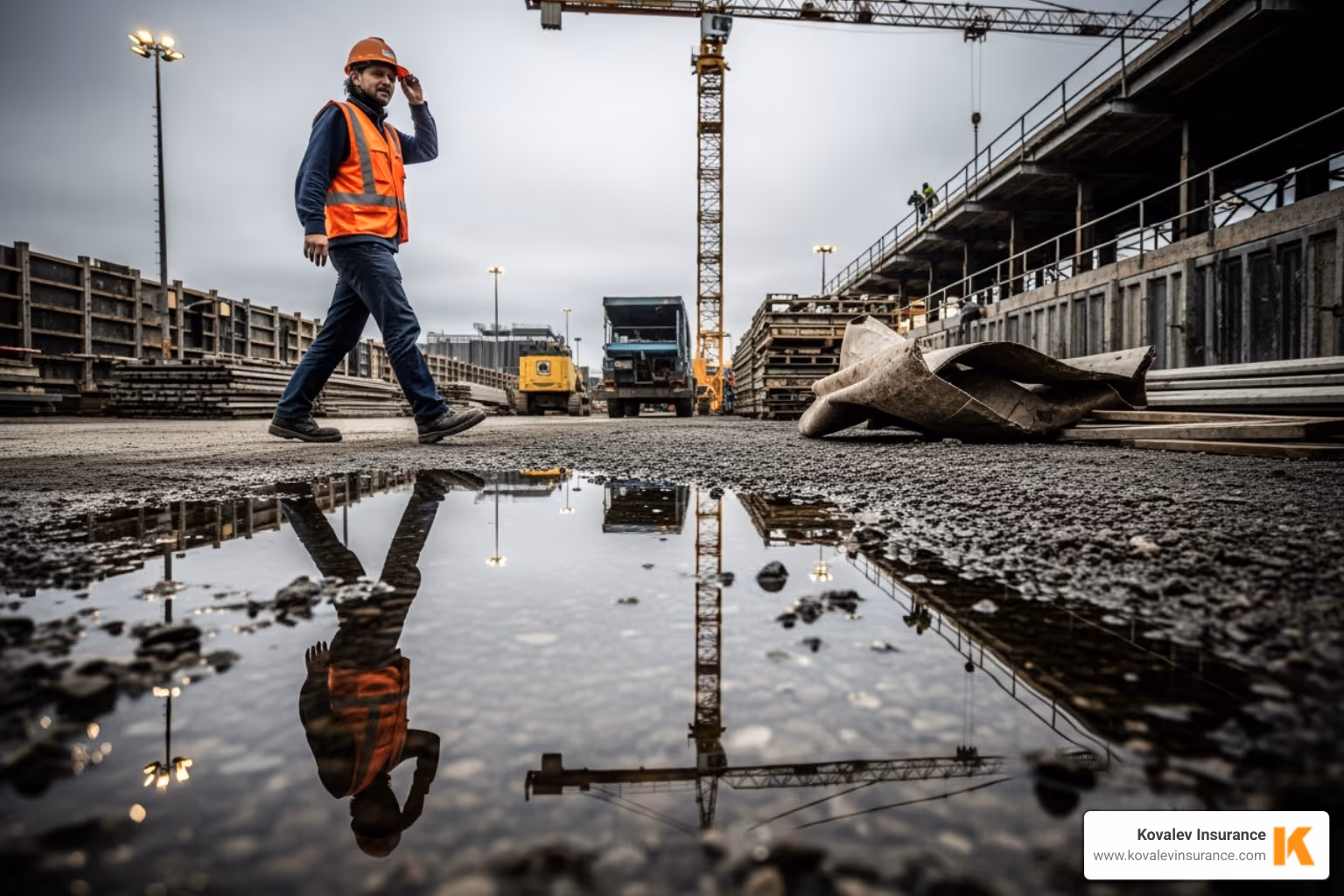 slip-and-fall hazard on a job site - insurance for self employed builders