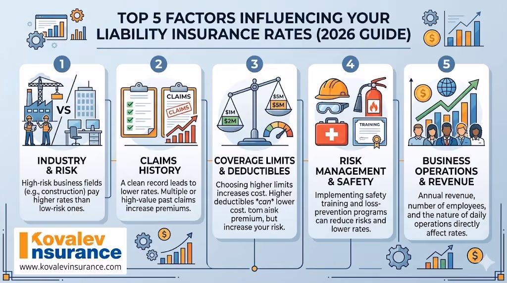 top five factors influencing liability insurance rates