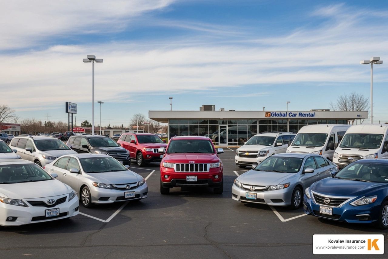 a diverse rental fleet including sedans, SUVs, and vans parked in a lot - car hire business insurance a diverse rental fleet including sedans, SUVs, and vans parked in a lot - car hire business insurance