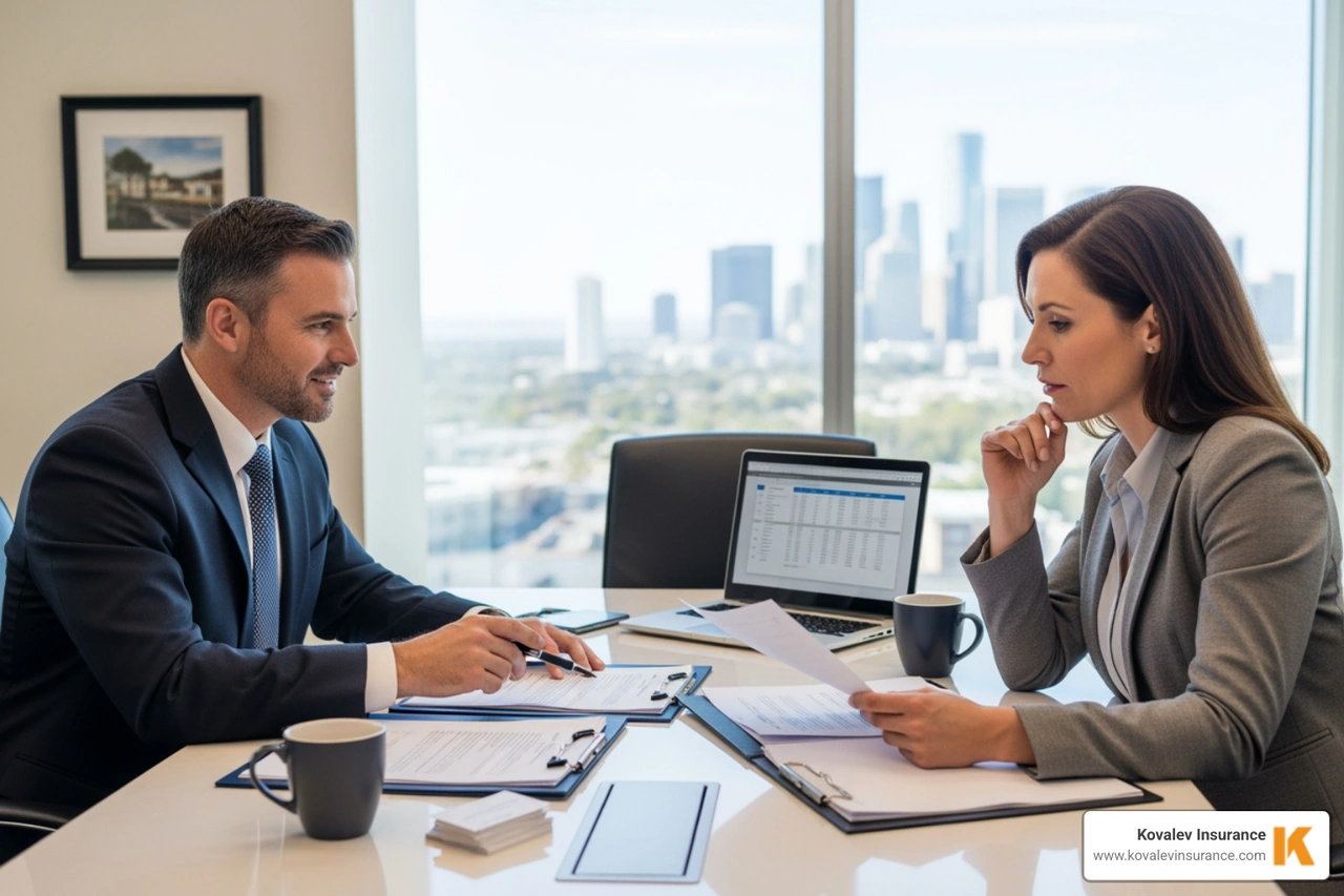 an insurance broker consulting with a small business owner - car hire business insurance an insurance broker consulting with a small business owner - car hire business insurance