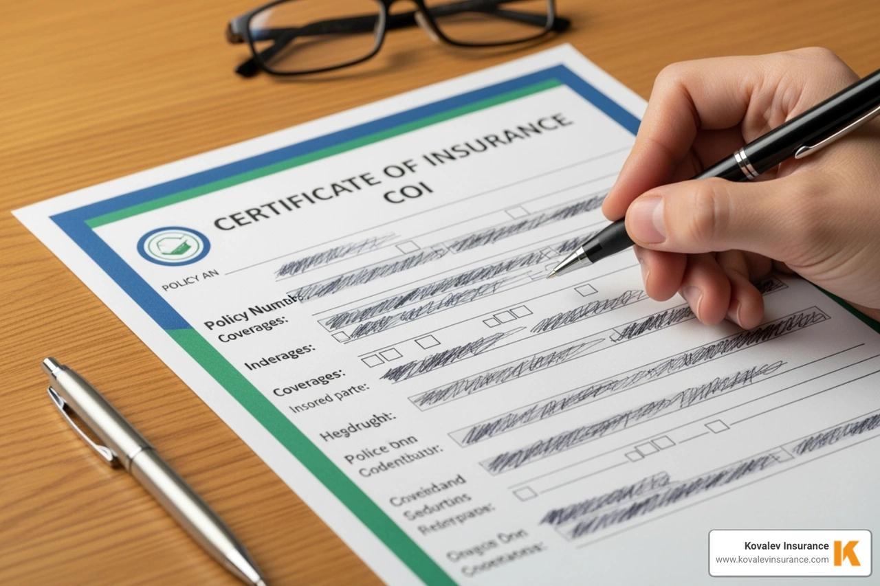 Certificate of Insurance (COI) document - one day contractor insurance Certificate of Insurance (COI) document - one day contractor insurance
