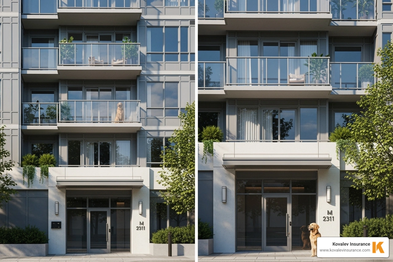 exterior of condo - massachusetts condo insurance - massachusetts condo insurance no dog breed restriction concept