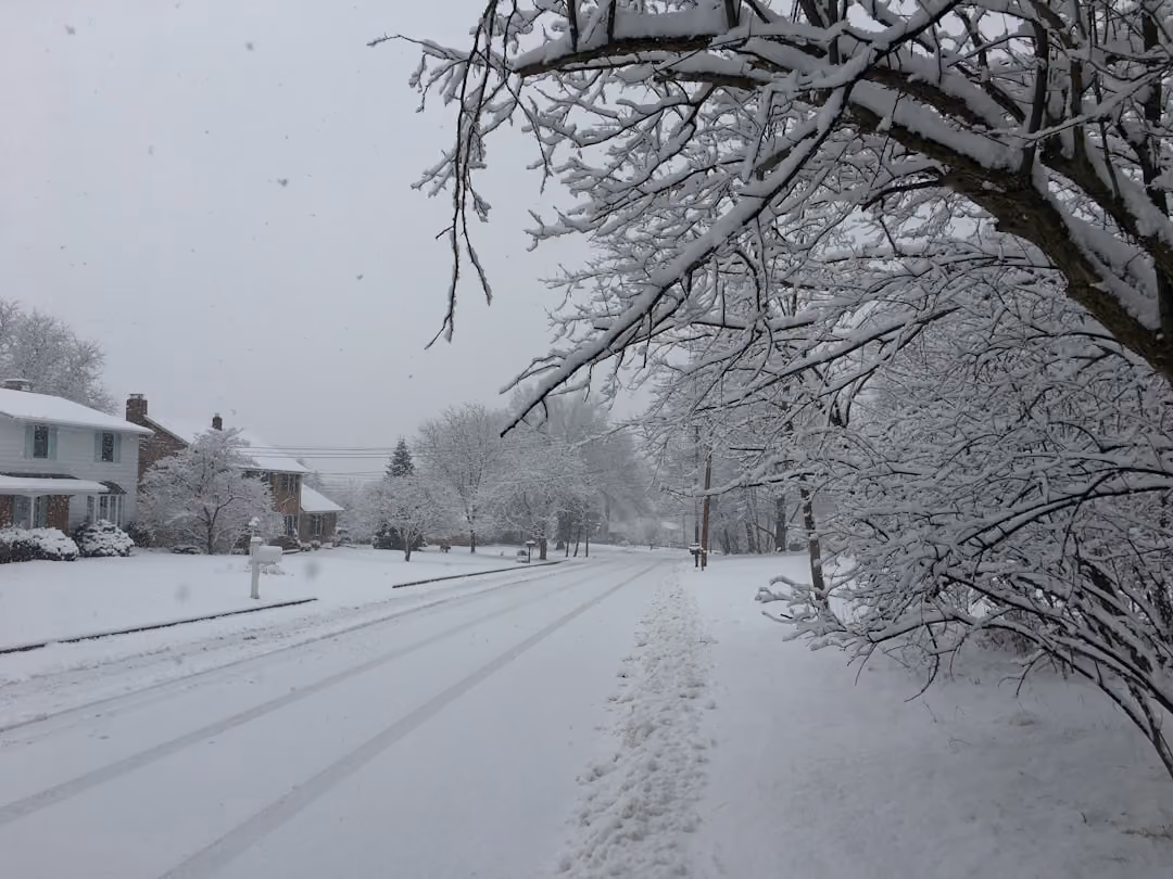 winter snow scene in a Massachusetts neighborhood - Home insurance Needham MA