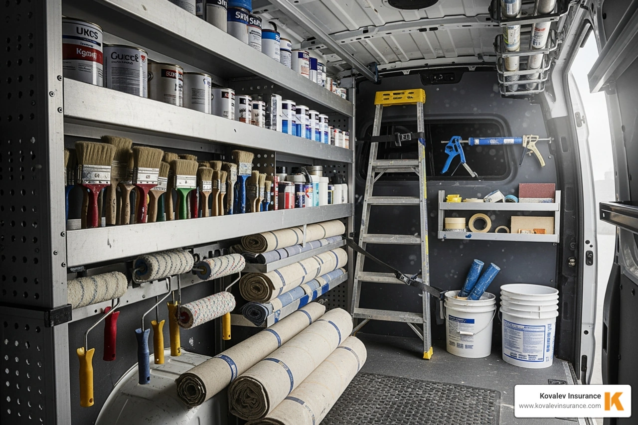 painter's van filled with professional equipment - painter insurance painter's van filled with professional equipment - painter insurance