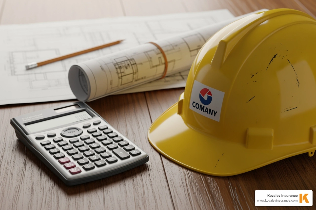 calculator and a hard hat on a desk - general contractor insurance near me calculator and a hard hat on a desk - general contractor insurance near me