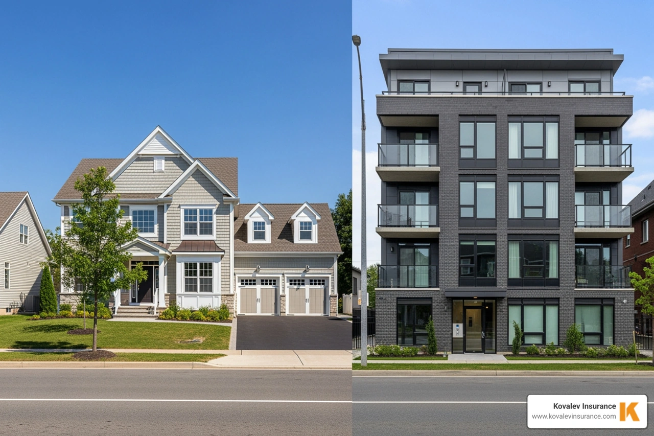 comparing a single-family home to a condo building - insurance for condo owners