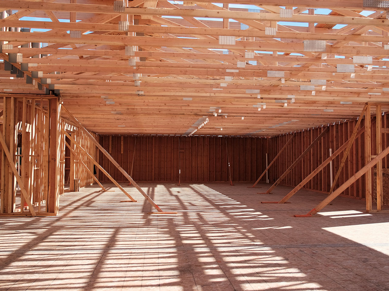 In progress church building with wooden frame