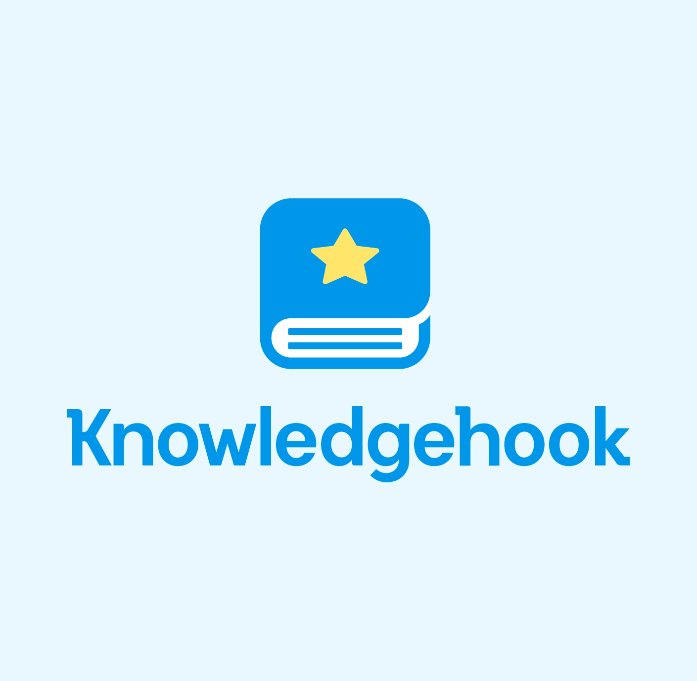 Pale blue background with the blue and yellow Knowledgehook Logo in front