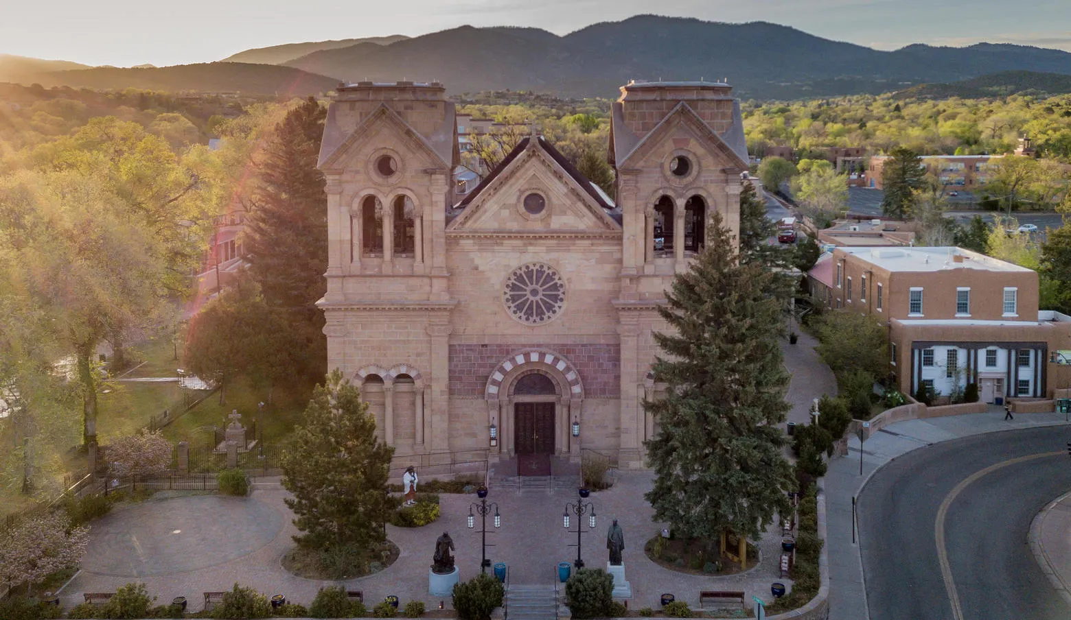 Santa Fe Plaza with cathedral