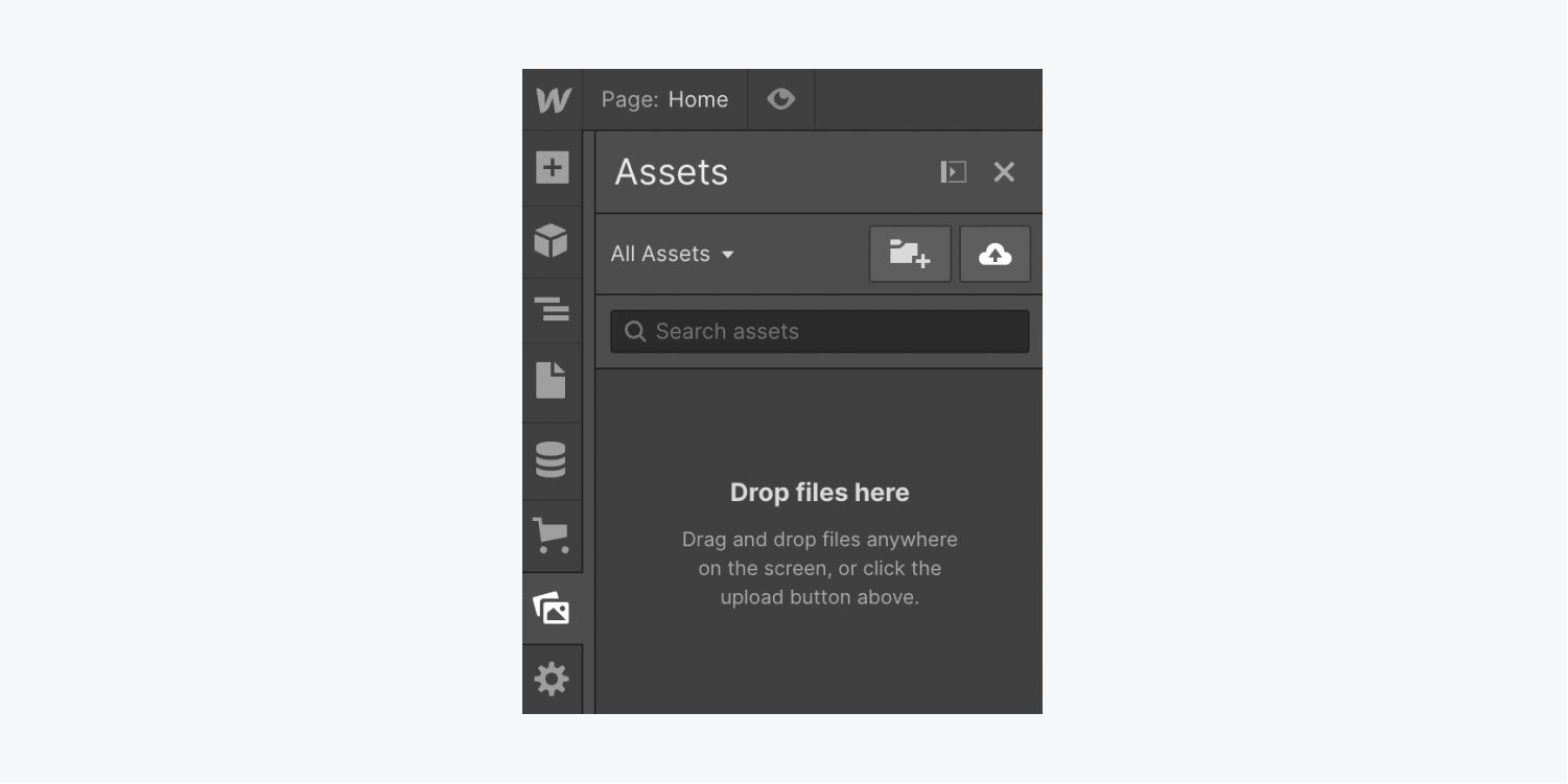 Webflow import assets screenshot